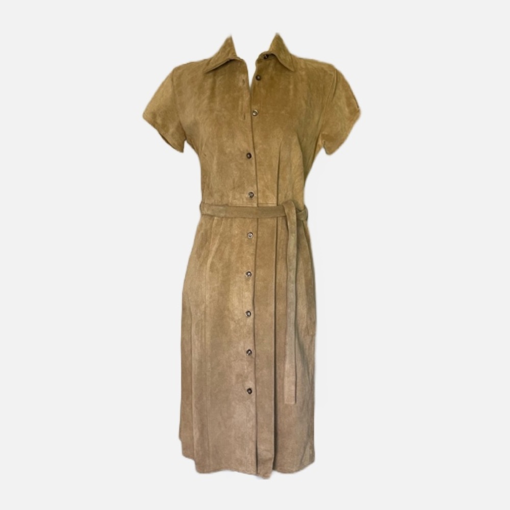 Vintage Banana Republic Suede Leather Button Up Dress